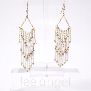 Neiman Marcus Lee Angel Women's Seed Bead Trapeze Fringe Drama Earrings NWT 125